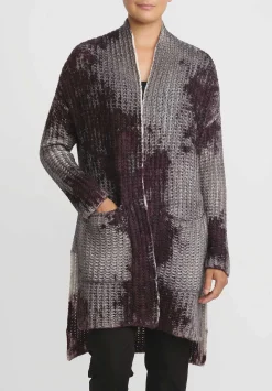 Avant Toi Hand-Painted Cashmere & Silk Square Knit Cardigan In Nero Seppia Purple