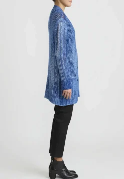 Avant Toi Hand-Painted Cashmere & Silk Loose Knit Cardigan In Genziana Blue