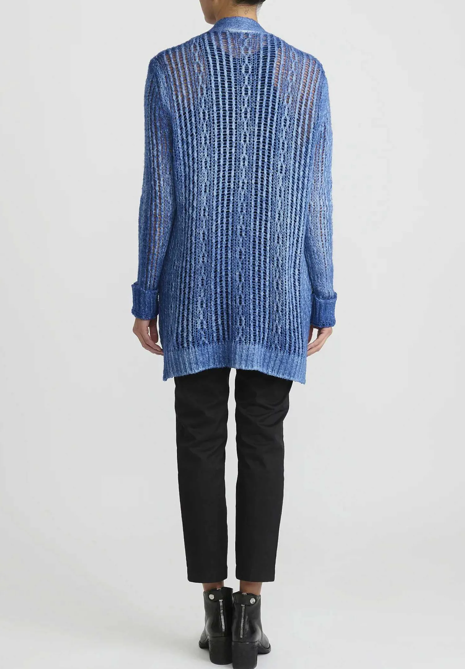 Avant Toi Hand-Painted Cashmere & Silk Loose Knit Cardigan In Genziana Blue