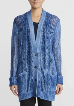 Avant Toi Hand-Painted Cashmere & Silk Loose Knit Cardigan In Genziana Blue