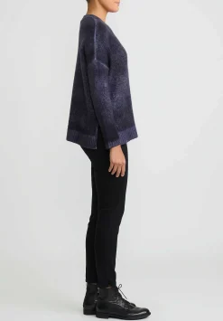 Avant Toi Hand-Painted Cashmere & Silk Oversized Sweater In Nero Prune Purple