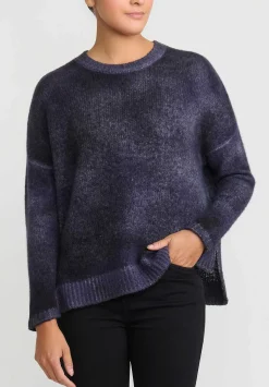 Avant Toi Hand-Painted Cashmere & Silk Oversized Sweater In Nero Prune Purple