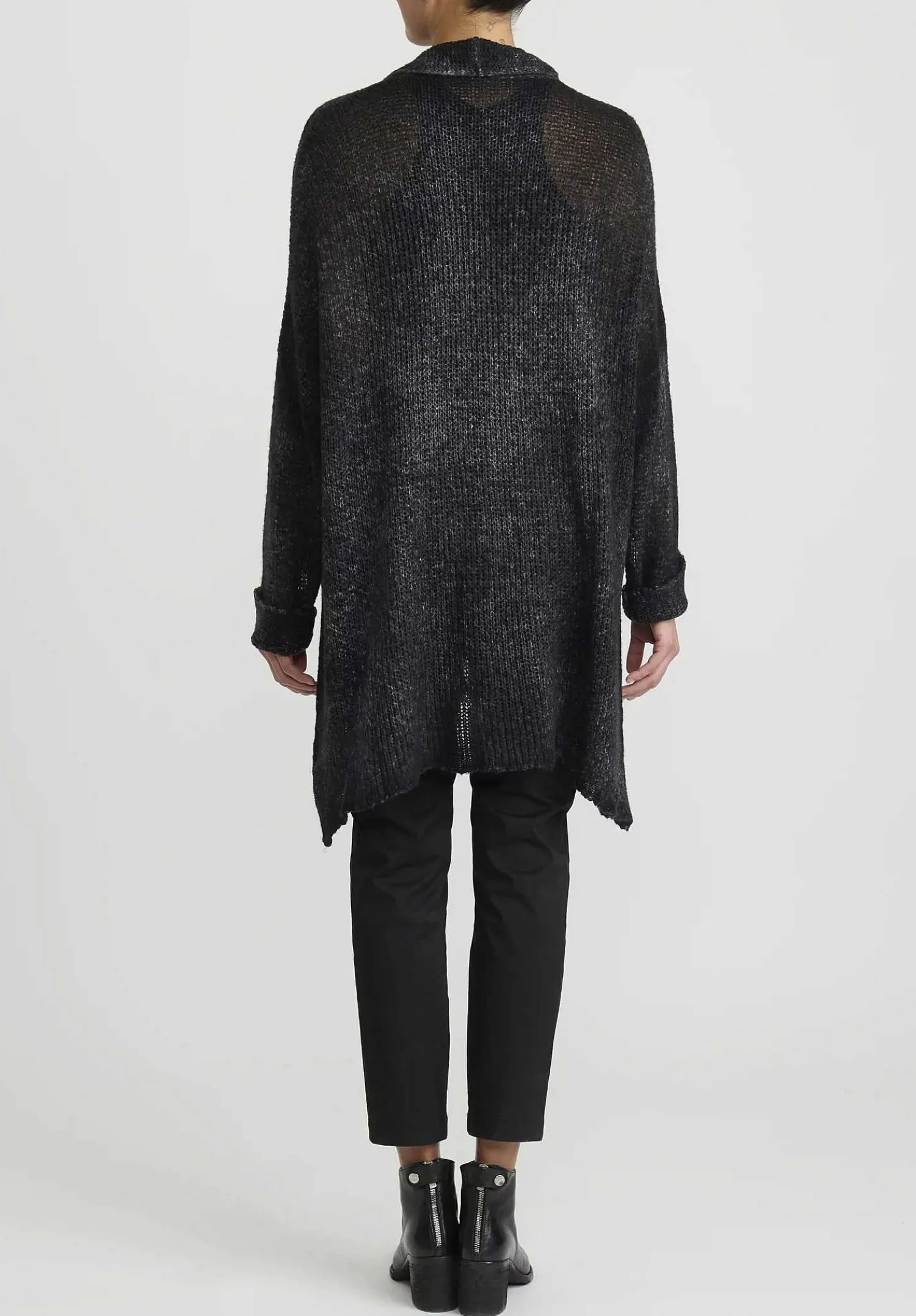 Avant Toi Hand-Painted Cashmere & Silk Loose Knit Cardigan In Nero Black