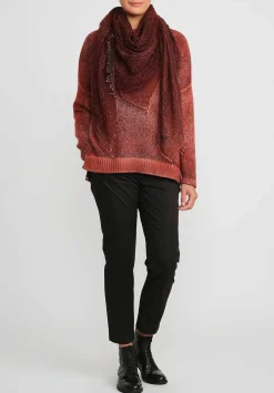 Avant Toi Hand-Painted Cashmere & Silk Oversized Sweater In Nero Mandarancio Orange