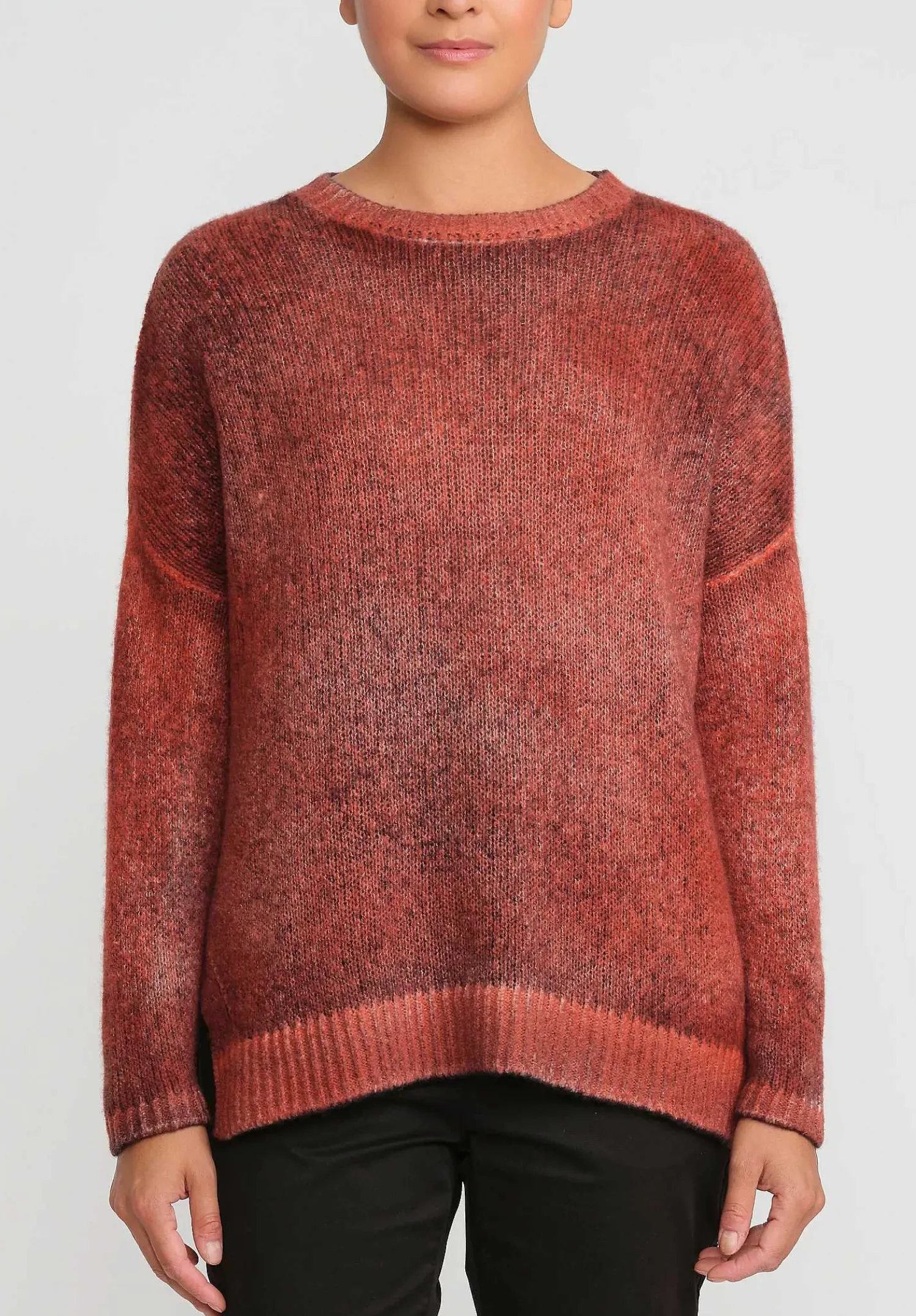 Avant Toi Hand-Painted Cashmere & Silk Oversized Sweater In Nero Mandarancio Orange