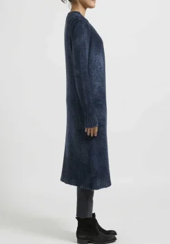 Avant Toi Hand-Painted Cashmere & Wool Long Cardigan In Nero Lake Blue