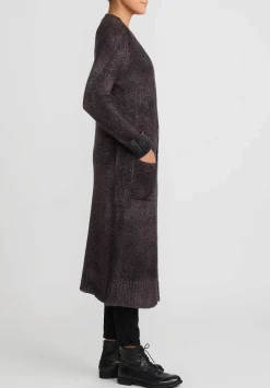 Avant Toi Hand-Painted Cashmere & Wool Long Cardigan In Nero Seppia Purple