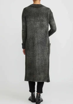 Avant Toi Hand-Painted Cashmere & Wool Long Cardigan In Nero Mushroom Grey
