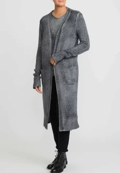 Avant Toi Hand-Painted Cashmere & Wool Long Cardigan In Nero Ghiaccio Grey