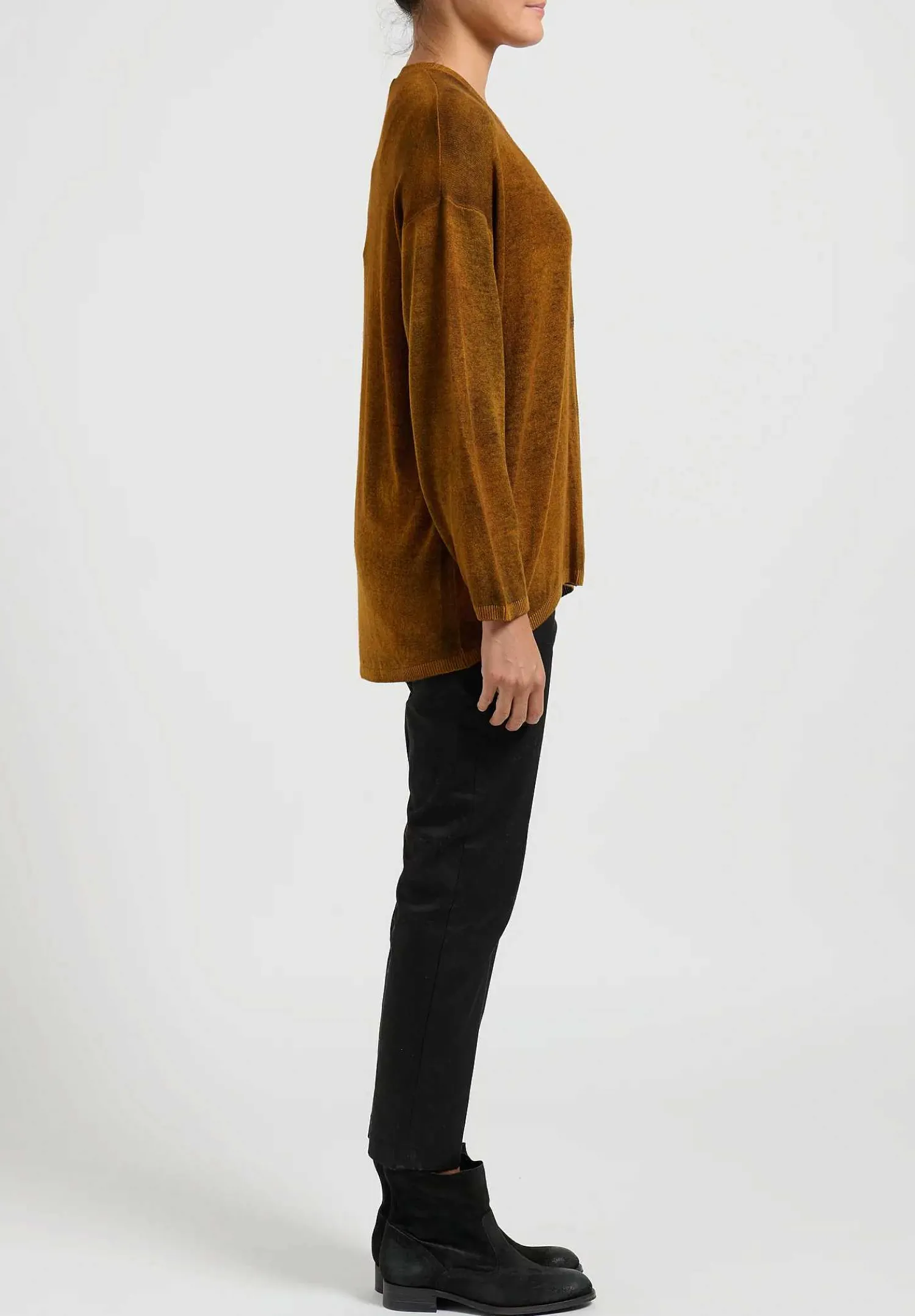 Avant Toi Hand-Painted Cashmere Cardigan In Nero Cantharellus Brown