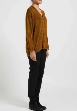 Avant Toi Hand-Painted Cashmere Cardigan In Nero Cantharellus Brown