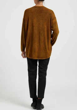 Avant Toi Hand-Painted Cashmere Cardigan In Nero Cantharellus Brown