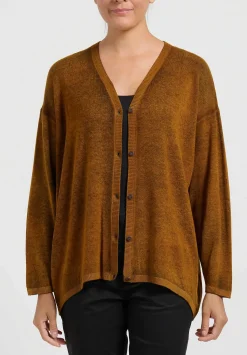 Avant Toi Hand-Painted Cashmere Cardigan In Nero Cantharellus Brown