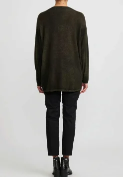 Avant Toi Hand-Painted Cashmere Cardigan In Nero Moss Green