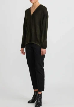 Avant Toi Hand-Painted Cashmere Cardigan In Nero Moss Green