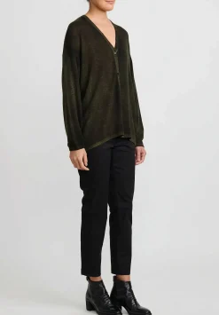 Avant Toi Hand-Painted Cashmere Cardigan In Nero Moss Green