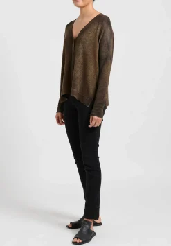Avant Toi Hand-Painted Cashmere Cardigan In Nero Sughero Brown