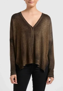 Avant Toi Hand-Painted Cashmere Cardigan In Nero Sughero Brown