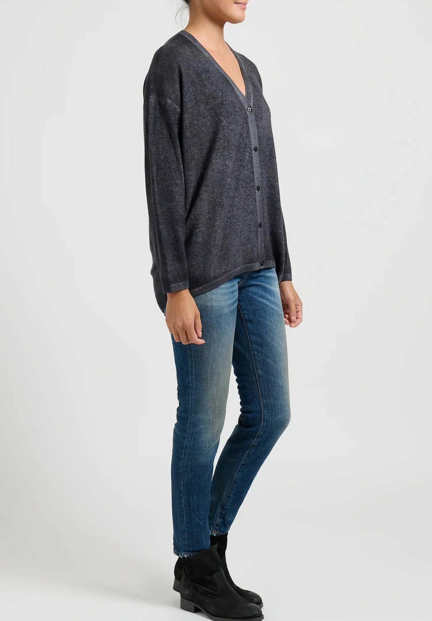 Avant Toi Hand-Painted Cashmere Cardigan In Nero