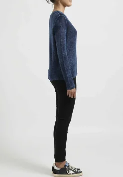 Avant Toi Hand-Painted Cashmere Leggero Sweater In Lake Blue