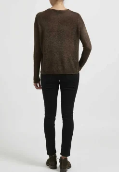 Avant Toi Hand-Painted Cashmere Leggero Sweater In Nero Cioccolato Brown