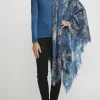 Avant Toi Hand-Painted Cashmere Spot & Velo Scarf In Nero Turquoise