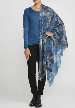 Avant Toi Hand-Painted Cashmere Spot & Velo Scarf In Nero Turquoise