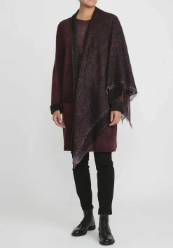 Avant Toi Hand-Painted Cashmere Stola Scarf In Nero Seppia Purple
