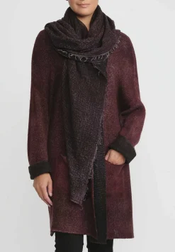 Avant Toi Hand-Painted Cashmere Stola Scarf In Nero Seppia Purple