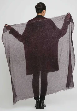 Avant Toi Hand-Painted Cashmere Stola Scarf In Nero Seppia Purple