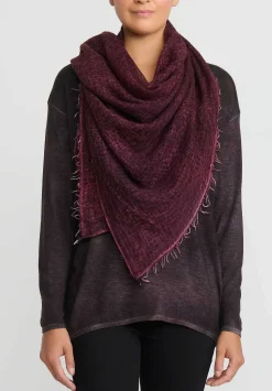 Avant Toi Hand-Painted Cashmere Stola Scarf In Nero Wine Red