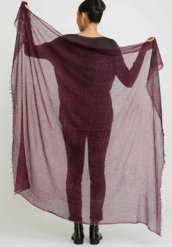 Avant Toi Hand-Painted Cashmere Stola Scarf In Nero Wine Red