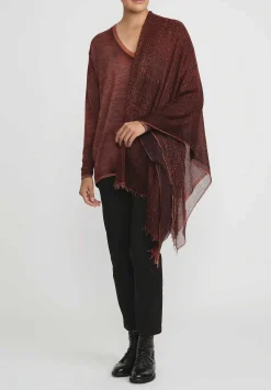 Avant Toi Hand-Painted Cashmere Stola Scarf In Nero Mandarancio Orange