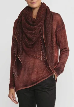 Avant Toi Hand-Painted Cashmere Stola Scarf In Nero Mandarancio Orange