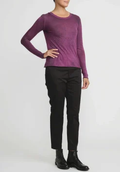 Avant Toi Hand-Painted Cotton Long Sleeve T-Shirt In Nero Cherry Red
