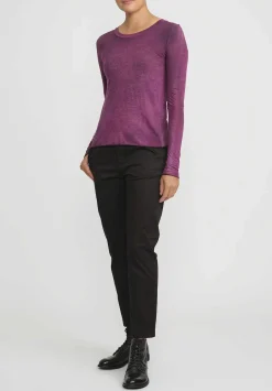 Avant Toi Hand-Painted Cotton Long Sleeve T-Shirt In Nero Cherry Red