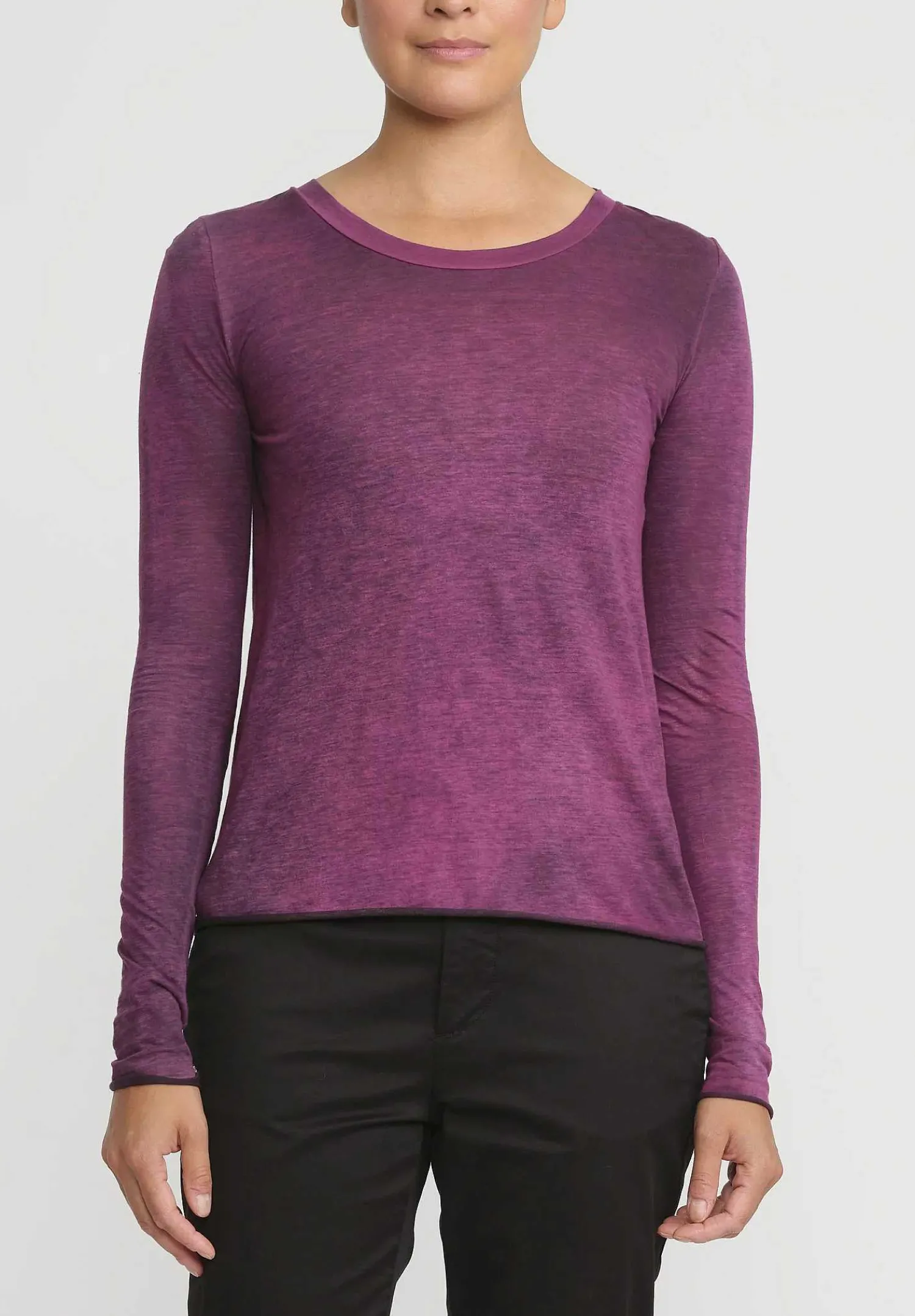 Avant Toi Hand-Painted Cotton Long Sleeve T-Shirt In Nero Cherry Red