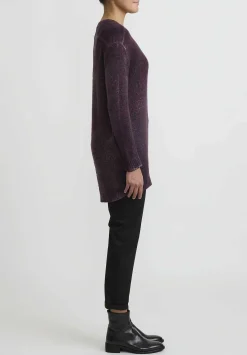 Avant Toi Hand-Painted Long Cashmere Sweater In Nero Rhubarb Purple