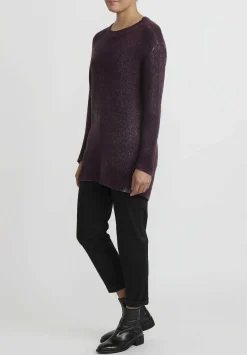 Avant Toi Hand-Painted Long Cashmere Sweater In Nero Rhubarb Purple
