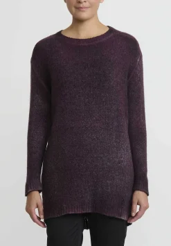 Avant Toi Hand-Painted Long Cashmere Sweater In Nero Rhubarb Purple