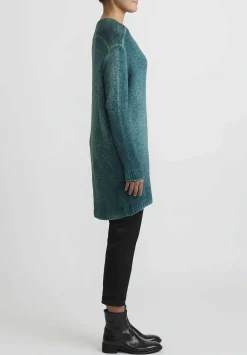 Avant Toi Hand-Painted Long Cashmere Sweater In Forest Green