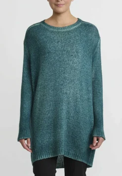 Avant Toi Hand-Painted Long Cashmere Sweater In Forest Green