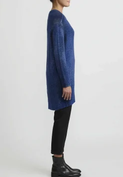 Avant Toi Hand-Painted Long Cashmere Sweater In Nero Ocean Blue