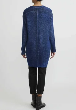 Avant Toi Hand-Painted Long Cashmere Sweater In Nero Ocean Blue