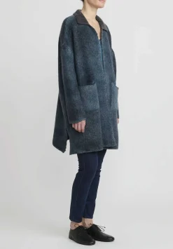 f Cashmere Hand-Painted Long Marianne Cardigan In Blue & Green