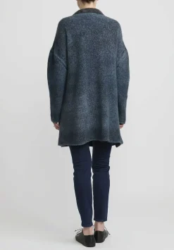 f Cashmere Hand-Painted Long Marianne Cardigan In Blue & Green