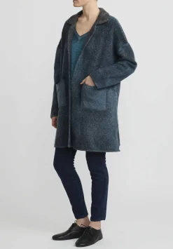 f Cashmere Hand-Painted Long Marianne Cardigan In Blue & Green