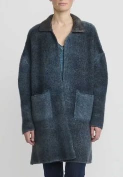 f Cashmere Hand-Painted Long Marianne Cardigan In Blue & Green