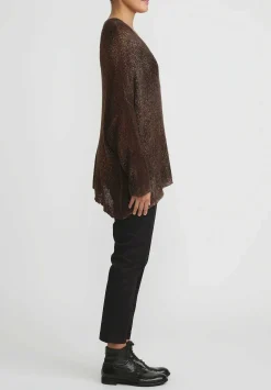 Avant Toi Hand-Painted Loose Knit V-Neck Sweater In Nero Cioccolato Brown