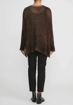 Avant Toi Hand-Painted Loose Knit V-Neck Sweater In Nero Cioccolato Brown